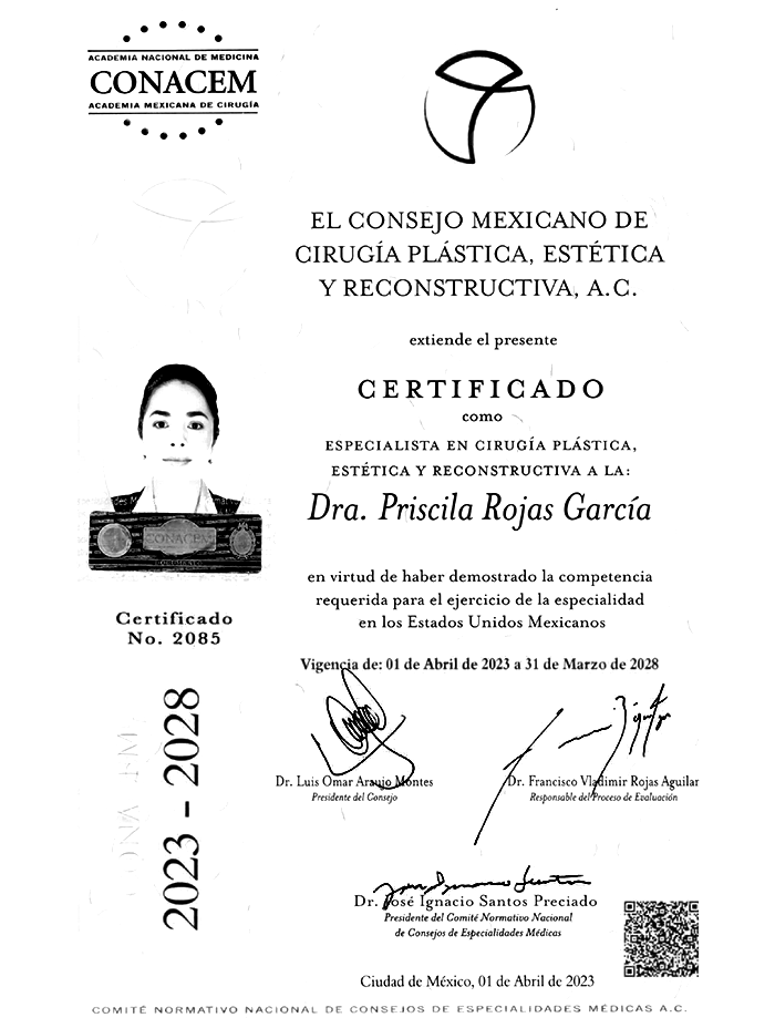 Certificado Cirugia Plastica de Cancun